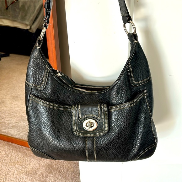 Black Pebbled Coach Purse - Picture 1 of 9